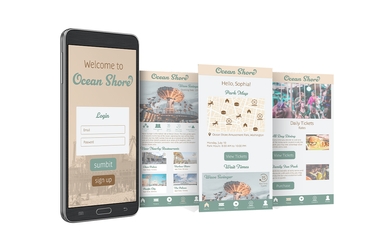 Image of Sophia Morabito's work for Ocean Shore, a fictional app