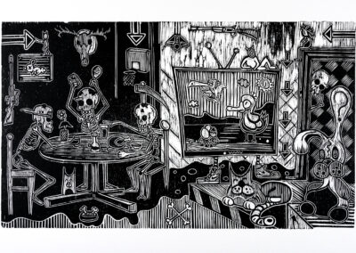 Dining Room, Woodcut on Paper